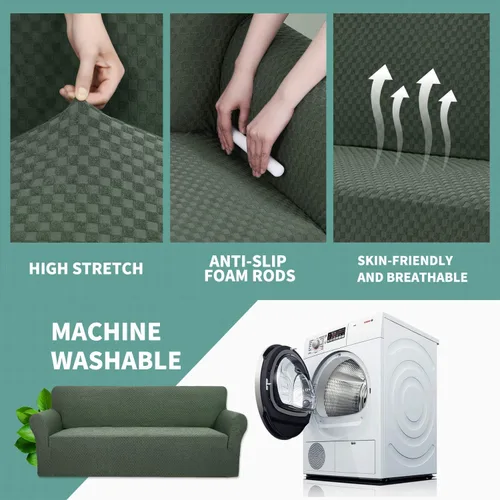 Vista 4 de YEMYHOM Funda para sofá con diseño jacquard de alta elasticidad, funda para silla de sala de estar, a prueba de mascotas, perros y gatos