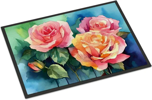 Vista 88 de Caroline's Treasures DAC1621MAT - Felpudo con diseño de camelia en acuarela de 18 x 27 pulgadas, tapete para puerta delantera, para interiores