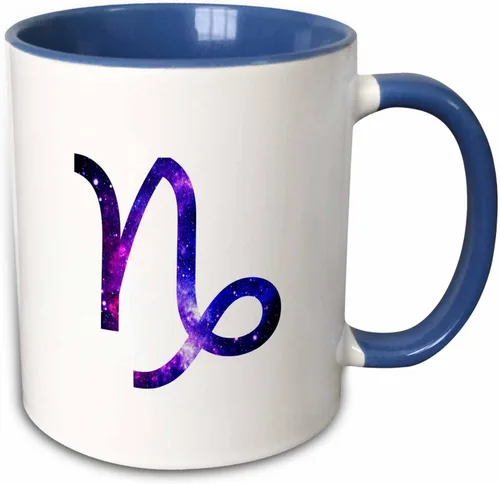 Vista 10 de 3dRose Capricorn star sign - goat zodiac glyph astrological horoscope symbol 11oz Two-Tone Black Mug