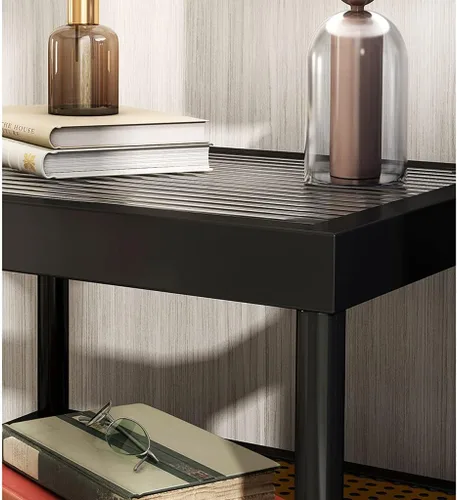 Vista 7 de Mesa de Centro Small Side Table Glass & Metal End Table 2-Tier Night Stand with Storage Rack Nordic Simple Bedside Coffee Table for Living Room Tea