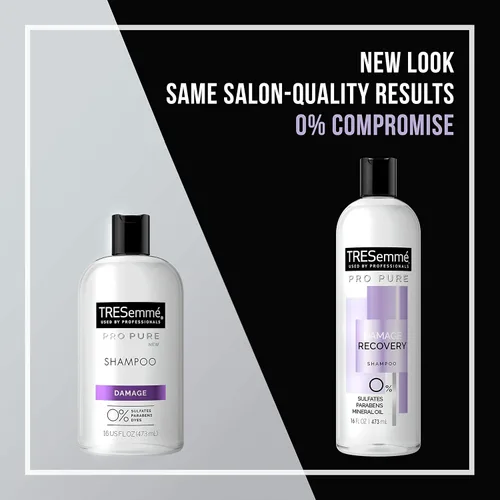 Vista 4 de TRESemmé Champú Pro Pure para recuperación de daños en el cabello dañado, sin sulfato, parabenos ni tintes, 16 onzas líquidas (paquete de 4)
