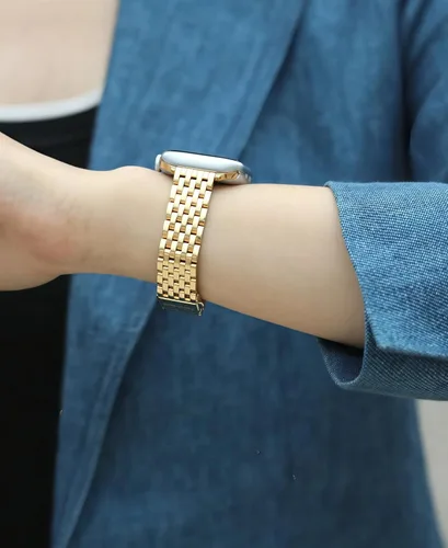 Vista 4 de Correa delgada y femenina para Apple Watch 11 10 Se 9 8 7 6 5 4 3, Correa metálica elegante para mujeres para Apple Watch 42mm 41mm 40mm 44mm 45mm