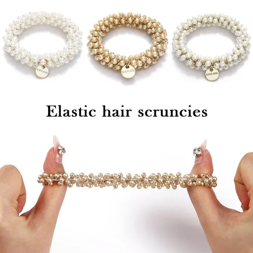 Vista 4 de Fashey Coleteros de perlas para el cabello, accesorios para el cabello para mujer