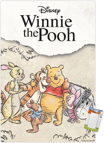 Vista 9 de Trends International Disney Winnie The Pooh - Póster de pared con dibujo grupal, 34 pulgadas de largo x 22.4 pulgadas, versión enmarcada en madera