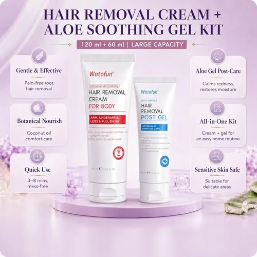 Vista 3 de Crema depilatoria corporal para mujeres con gel de aloe para piel sensible, crema depilatoria sin dolor de 5 minutos para brazos, axilas, piernas