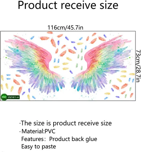 Vista 2 de Alas de ángel Alas Alas de Alas de la Pared de Plumas Pegatinas de Pared, Multicolor, PVC, Estilo Personalizado, Decoración de la Pared, Pel