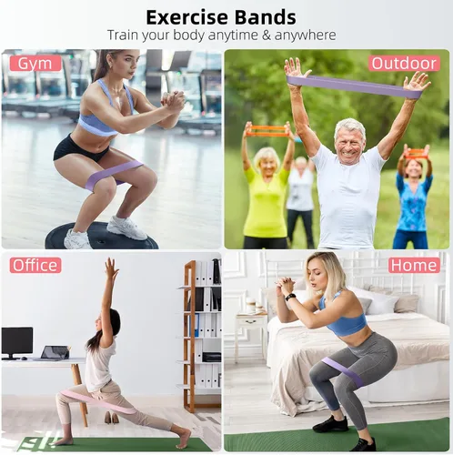 Vista 2 de Resistance Bands for Working Out, 5-Pack Loop Exercise Bands for Home Gym Púrpura