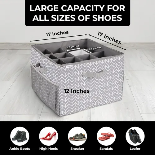 Vista 5 de ALCOVA Organizador de zapatos para armario, caja de almacenamiento de zapatos con cubierta transparente, caja de almacenamiento plegable