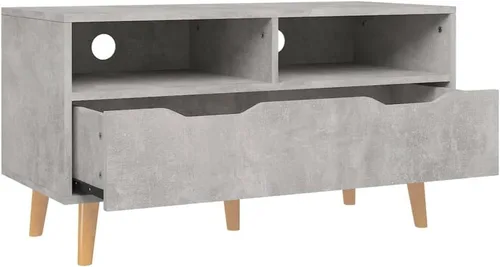 Vista 5 de Modern Concrete Grey TV Stand with 2 Shelves and Drawer, 35.4 x 15.7 Inch Media Console for Living Room, Durable Engineered Wood Entertainment Center