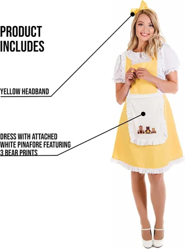 Vista 3 de fun shack Womens Golden Hair Book Character Costume Halloween Teacher Womens Book Character Costumes for Adults