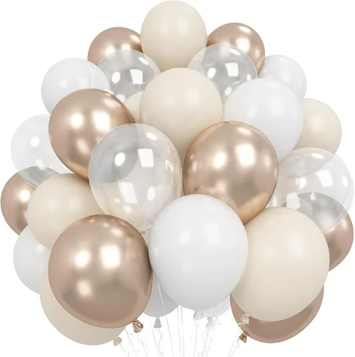 Vista 15 de Globos negros y dorados de graduación con globos de aluminio de graduación, globos metálicos de color negro, blanco, arena, beige, dorado