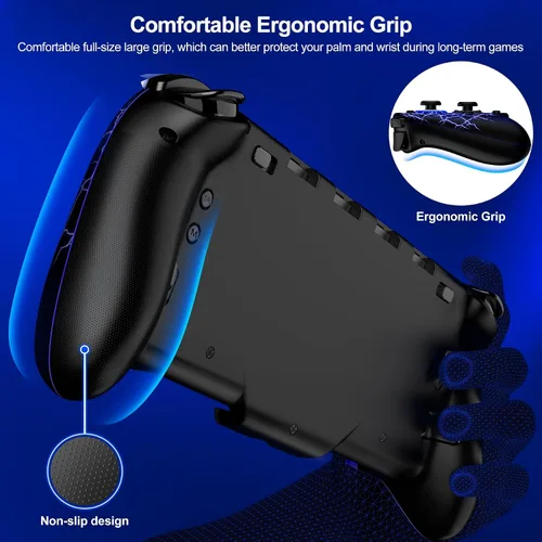 Vista 3 de Gammeefy JC200 Switch Controller - Hall Effect One-Piece Wireless Switch Joypad (No Drift, No Deadzone) with 9 Color Lights for Nintendo Switch and