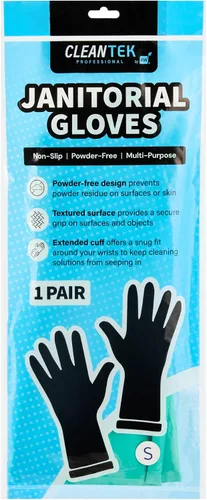 Vista 14 de Restaurantware Guantes de limpieza verdes, 10 pares de guantes de nitrilo de 15 mil de grosor, pequeños y resistentes con puño largo, forro