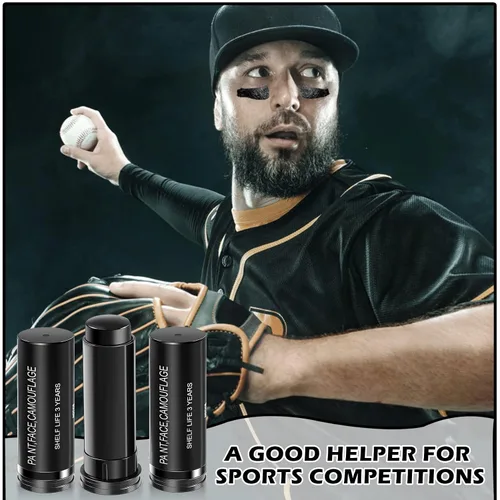 Vista 7 de CAHIUYOA 3 unidades de palo negro para ojos deportivos, fútbol, béisbol, sóftbol, pintura corporal para atletas, deportes, payaso, maquillaje