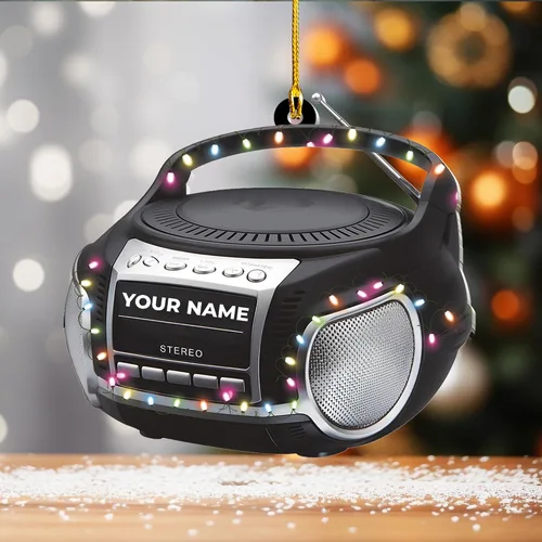Vista 9 de Cinta de casete personalizada, adorno de Navidad 2024, adorno de cinta de mezcla de música retro, decoración de árbol de casete personalizado