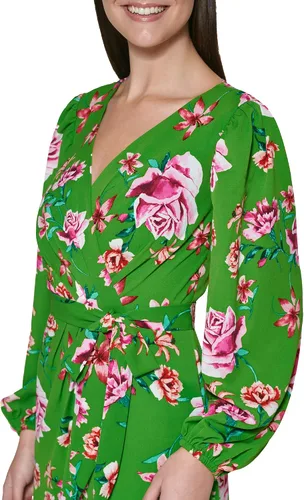 Vista 4 de Kensie Womens Balloon Sleeve Tie Waist Maxi Dress