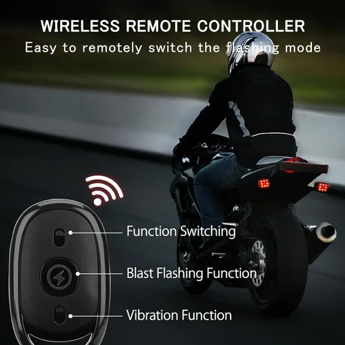Vista 2 de SEISSO - Kit de 4 luces estroboscópicas LED anticolisión con control remoto inalámbrico - Carga USB, luz de advertencia de emergencia para drones