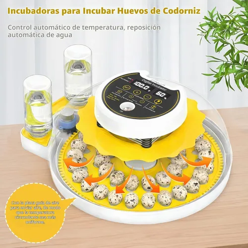 Vista 2 de Incubadora de huevos de codorniz para incubar 40 huevos de codorniz con Amarillo