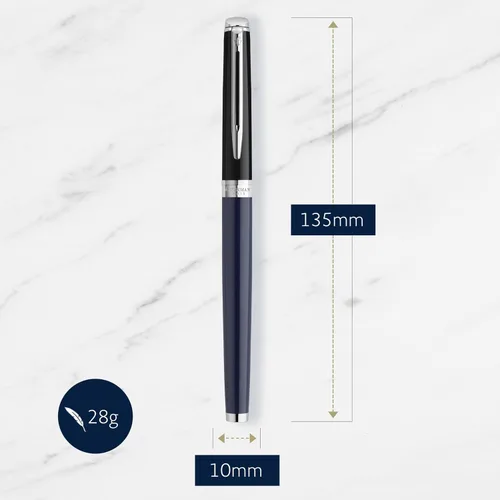 Vista 3 de Waterman Hémisphère - Bolígrafo de punta fina, laca negra y azul con revestimiento de paladio, punta fina, tinta negra, caja de regalo