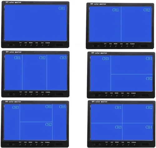 Vista 6 de Cámara de respaldo para vehículo, Camecho de 9 pulgadas, 4 monitores divididos + 4 cámaras con cámara de visión frontal y trasera, 18 IR de visión