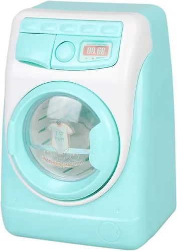 Vista 8 de Mini simulación casa de muñecas muebles cocina juguetes niños juegos casa juguete lavadora Azul