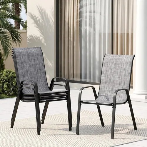 Vista 18 de TLSUNNY Silla de patio, sillas apilables de textileno para exteriores Azul Turquesa