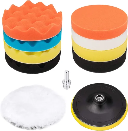 Vista 11 de Kit de almohadillas de pulido y pulido de 3 pulgadas, 11 almohadillas de pulido con adaptador de taladro, almohadilla pulidora de espuma para cera