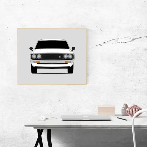 Vista 8 de Custom Car Posters Handmade Poster compatible with Nissan Skyline GT-R KPGC110 1973 Print Wall Art Décor - 8x10 Metallic Print (Unframed)
