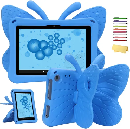 Vista 29 de Funda para tablet Kindle Fire 7 para niños (12.ª generación, versión 2022) con mango de pie de apoyo de forraje resistente, espuma EVA suave, a