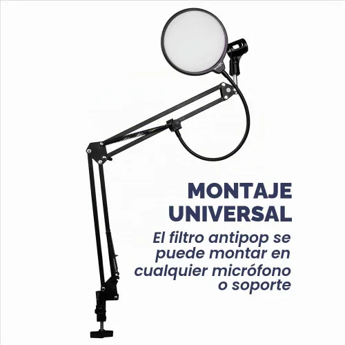 Vista 3 de Studio Micrófono Mic viento visualización Filtro pop filtro Pop dragonpad Soporte Giratorio 360 flexible cuello de cisne Holder, Negro/Blanco