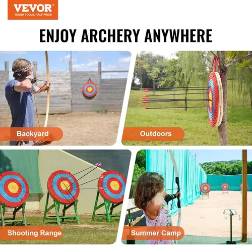 Vista 7 de VEVOR Straw Archery Targets, 20" Round Archery Target for Backyard, Traditional Solid Straw, Red