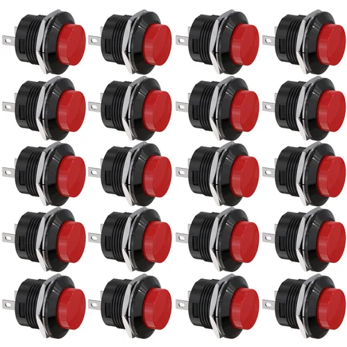 Vista 7 de Clyxgs SPST Mini interruptor de botón AC250V/3A AC125V/6A sin bloqueo Interruptor de botón momentáneo tapa negra, paquete de 20