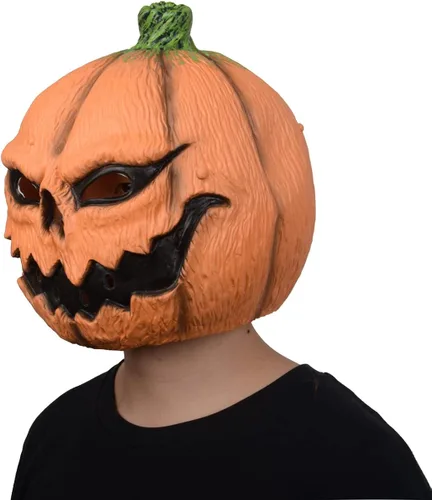Vista 2 de Voyiparty Máscara de calabaza aterradora de Halloween decoraciones para adultos accesorios de fiesta máscara de látex y calabaza regalos de Halloween