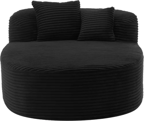 Vista 4 de Quarte Modern 51.6" Indoor Oversized Chaise Lounger, Upholstered Sleeper Boneless Sofa Couch with Two Supportive Pillows for Living Room Bedroom