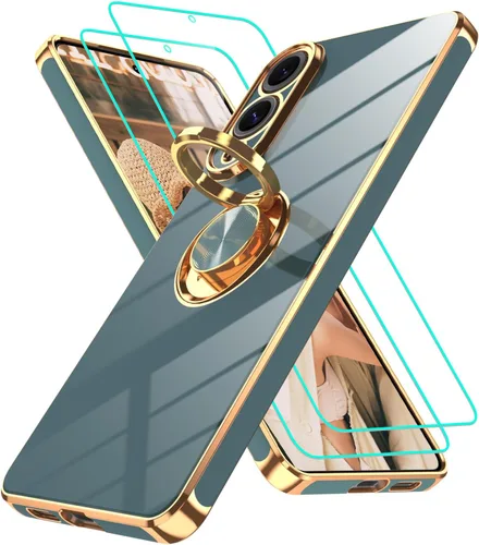 Vista 9 de Funda para Motorola Moto G 5G 2024: Funda Moto G Play 5G 2024 con 2 piezas de protectores de pantalla, soporte de anillo de rotación de 360°