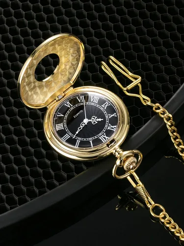 Vista 4 de Mudder - Reloj vintage de cuarzo para bolsillo con números romanos y cadena