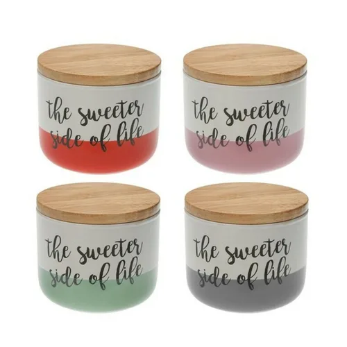 Vista 2 de Bote Versa The Sweetes Side Of Life Plegable Porcelana Madera (10 x 8,2 x 10 cm)