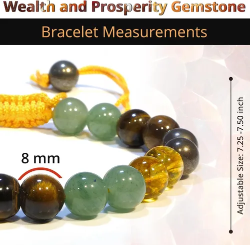 Vista 73 de Adjustable Crystal Bracelet – Gemstone Bead Bracelet with Adjustable Macrame String – Chic Gemstone Bracelet for Men and Women – 8mm Round Healing