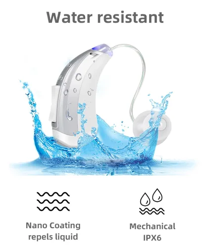 Vista 3 de Amplificador auditivo recargable, funda de recarga, conexión Bluetooth con cualquier dispositivo, procesamiento de sonido digital multicanal, sin