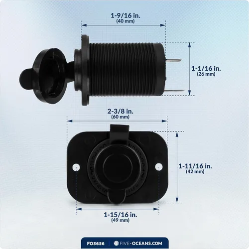Vista 7 de Five Oceans Enchufe de alimentación USB de doble puerto impermeable marino, 12 voltios - 24 voltios, plástico ABS estabilizado UV, fácil