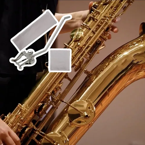Vista 8 de Yibuy Sax Abrazadera Clip Lira para Saxofón Alto Tenor Banda Para Marcha Clips Plata
