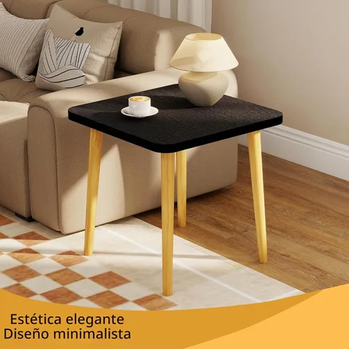 Vista 4 de Mesa auxiliar cuadrada pequeña para sala de estar, negro, 20 pulgadas