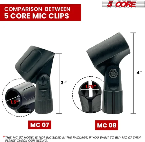 Vista 6 de 5 Core Clips de micrófono para soportes, 6 piezas, soporte universal ajustable con adaptadores de tornillo de 5/8 a 3/8 pulgadas, fácil instalación