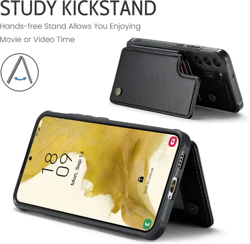 Vista 2 de UEEBAI Funda tipo cartera con tarjetero para Samsung Galaxy S22 5G, con bloqueo RFID, funda de piel sintética, con ranuras para tarjetas, funda