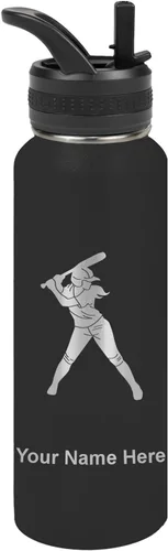 Vista 25 de LaserGram Botella de agua personalizada de 32 onzas, jugador de softbol Regalo grabado para jugadores de sóftbol, acero inoxidable aislado al vacío