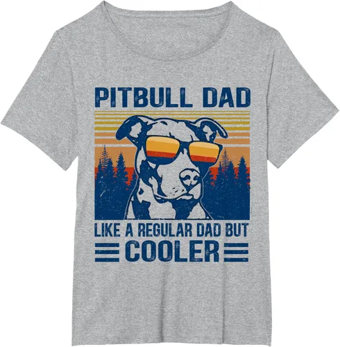 Vista 25 de Camiseta divertida retro de Pitbull Dad Like A Regular Dad But Cooler Gris Oscuro