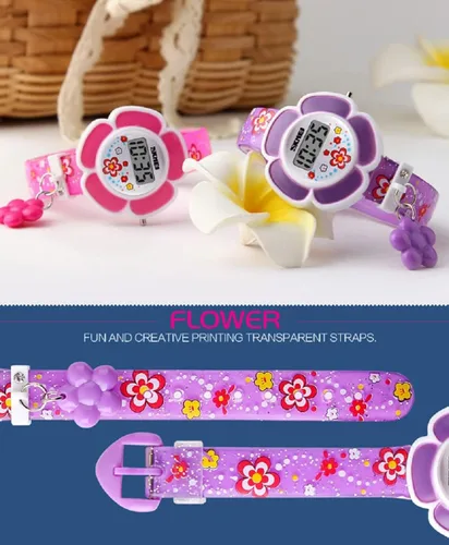 Vista 3 de Reloj para niños con forma de flor, reloj digital de dibujos animados novedoso 1144, Digital
