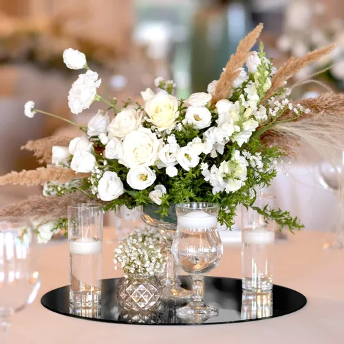 Vista 6 de Thyle 12 Piezas de Espejos Redondos de Acrílico de 10 Pulgadas para Centros de Mesa, Espejos Circulares para Velas, Placas para Pared, Centros