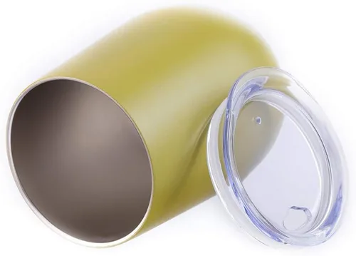 Vista 3 de Drinco - Vaso de vino de acero inoxidable Copa de vino sin tallo con triple pared aislada al vacío con tapa a prueba de salpicaduras para bebidas
