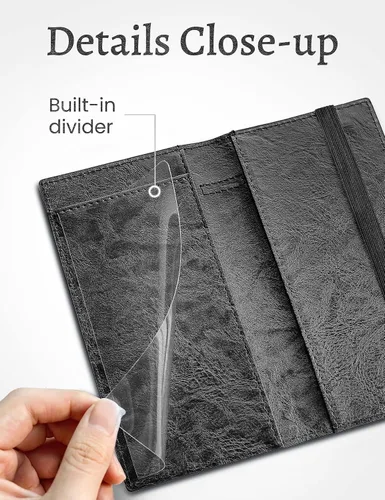 Vista 5 de Yarnic Funda para chequera personal, soporte para chequera con soporte para bolígrafo y divisor de plástico transparente integrado para cheques